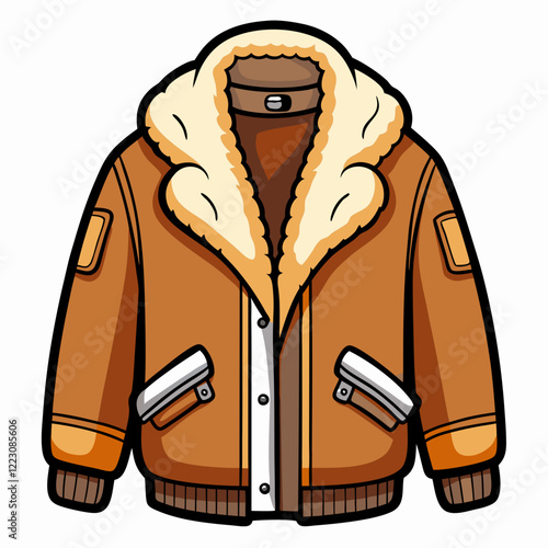 Shearling Jacket Silhouette Art on White Backdrop