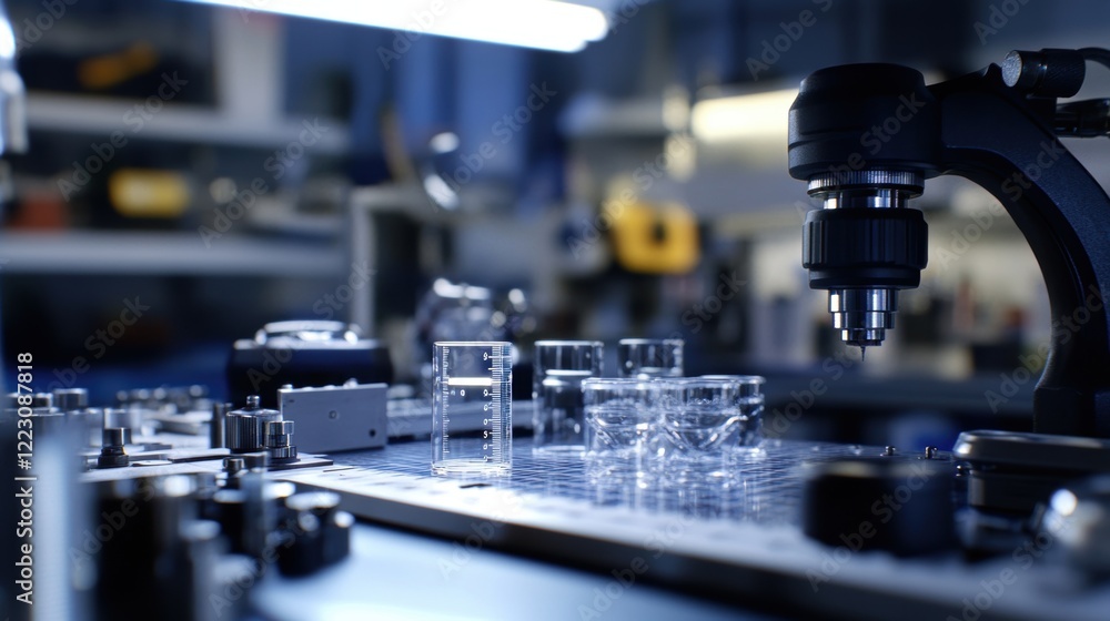 A set of calibrated gauges lies neatly arranged on a workbench with a skilled worker checking the tolerance levels of a glass bottle using a digital micrometer ensuring compliance with A set of calibrated gauges lies neatly arranged on a workbench with a skilled worker checking the tolerance levels of a glass bottle using a digital micrometer ensuring compliance with