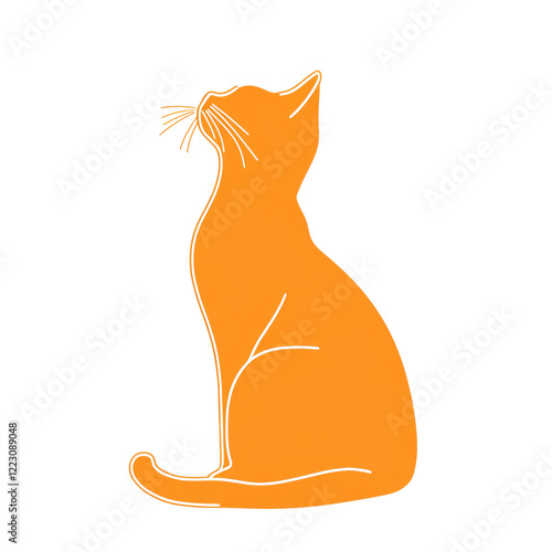 An illustration of an orange cat sitting and looking upwards against a black background. photo