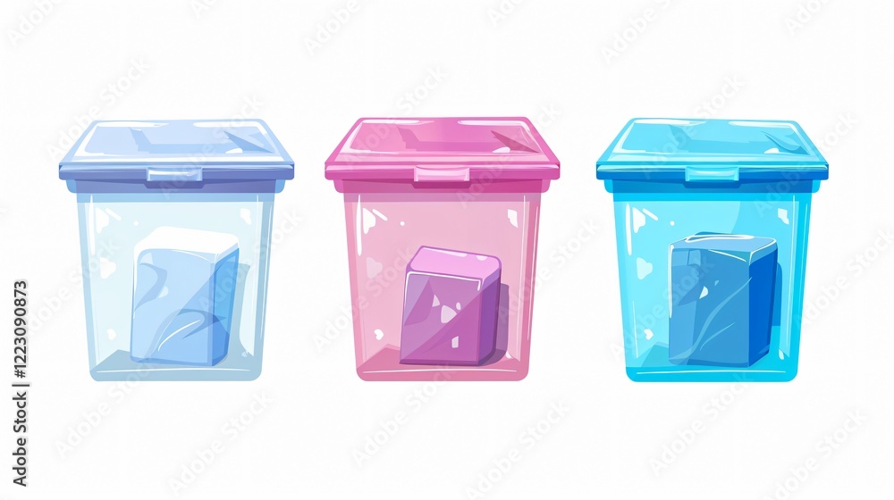 Cooling Plastic Box Cartoon Ice Container Icon for Refreshing Designs Cooling Plastic Box Cartoon Ice Container Icon for Refreshing Designs