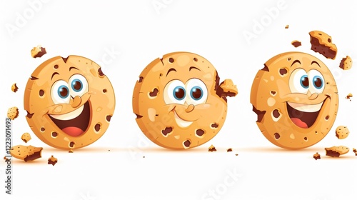 Delicious Crumble Cookie Snack with Cartoon Smile Biscuit and Chocolate photo