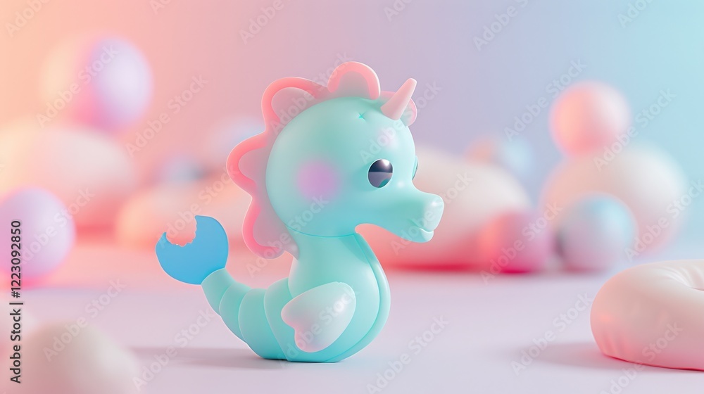 Pastel Seahorse with a Unicorn Horn Pastel Seahorse with a Unicorn Horn