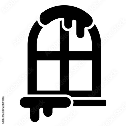 Icon of a frozen window buried in snow in winter