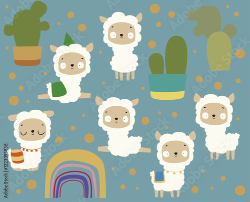 Llamas vector digital clip art