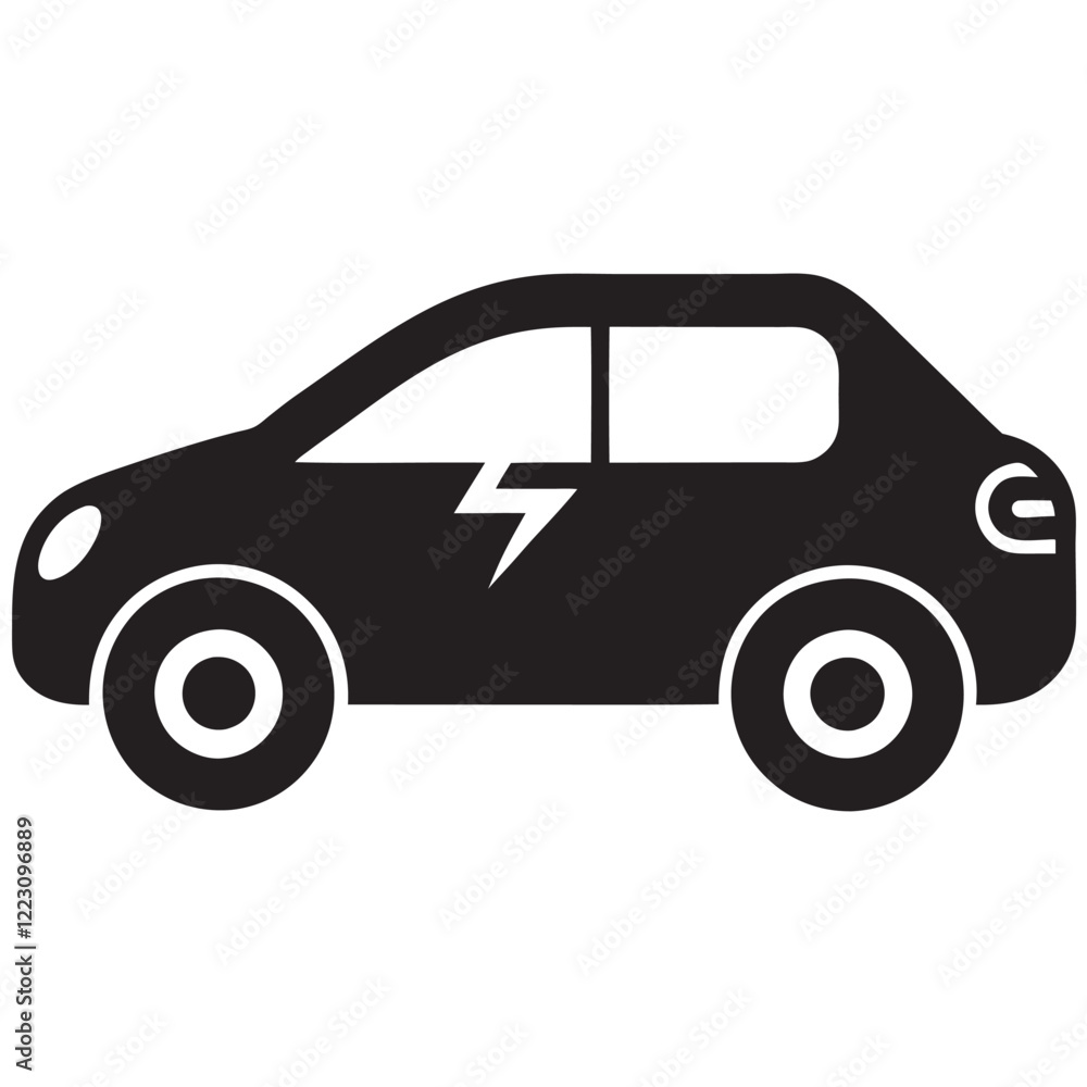 Electric Vehicle with  symbol flat vector icon 