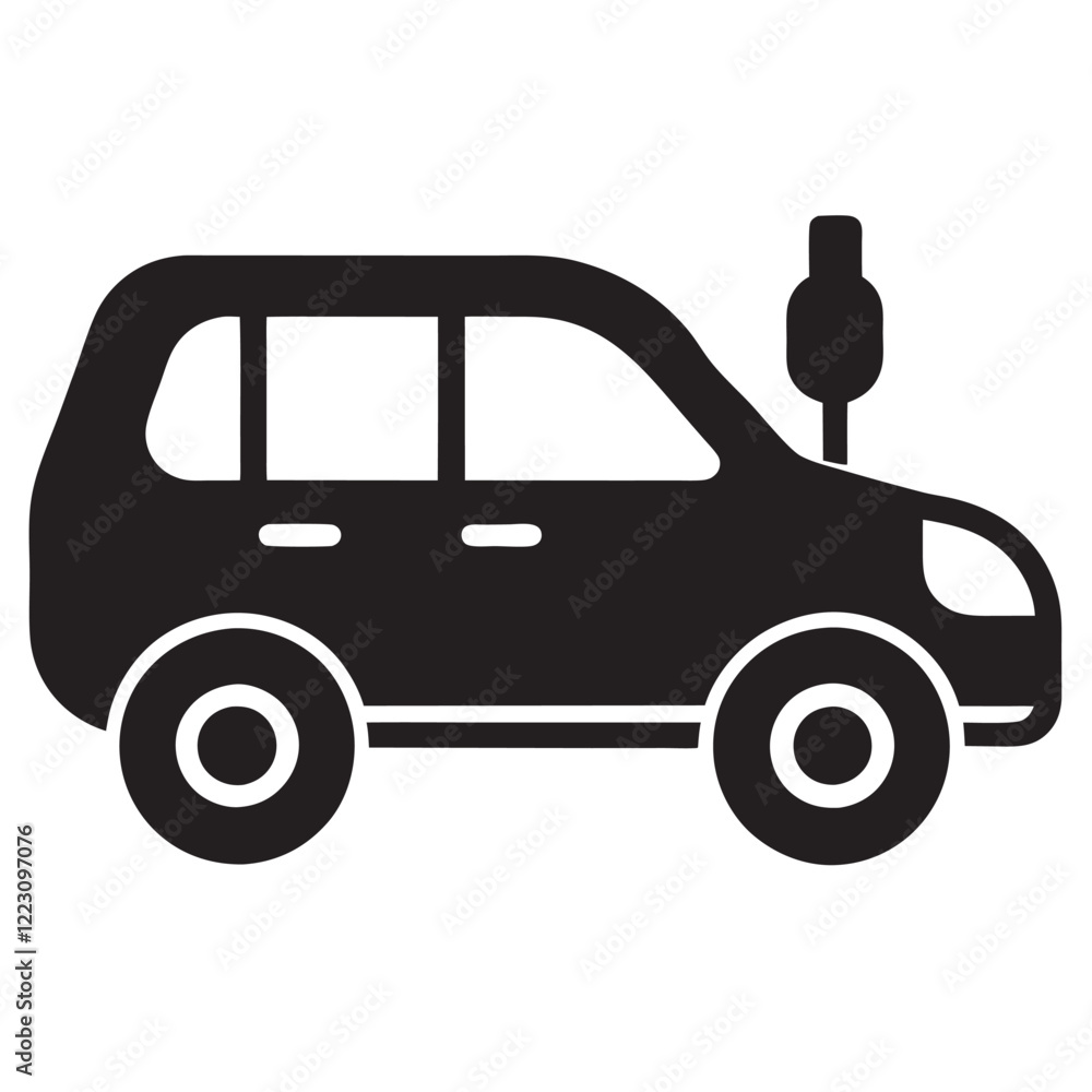 Electric Vehicle with symbol flat vector icon Electric Vehicle with symbol flat vector icon