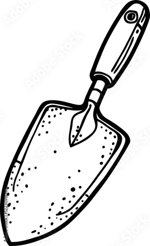 Monochrome Garden Trowel Illustration for Horticulture and DIY Projects