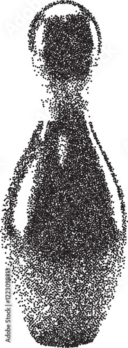 Bowling pin vintage y2k stipple art, pin halftone stipple brutalist retro vector png with transparent background, strike 2000s aesthetic photocopy effect tattoo
