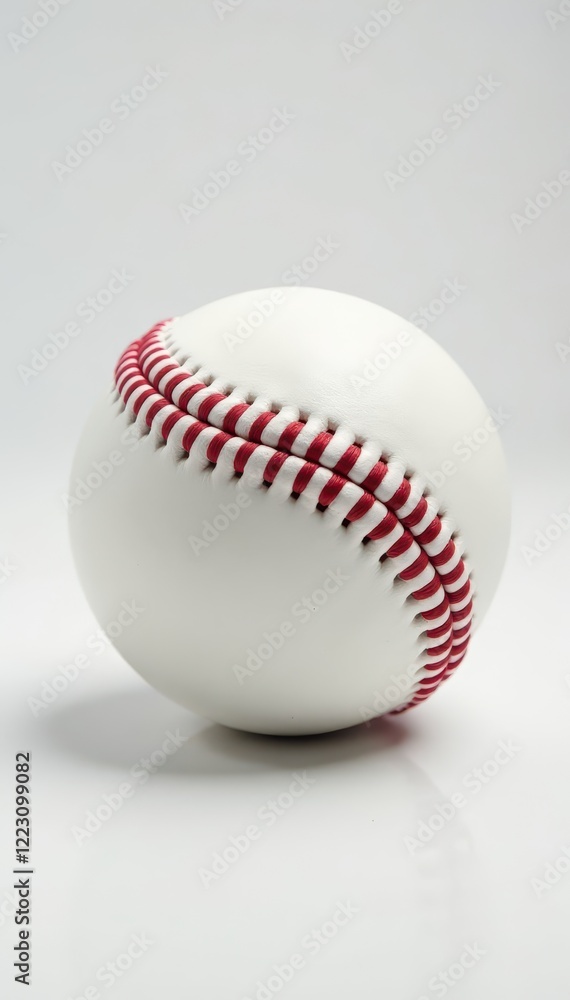 Close-up view of a pristine baseball,white backdrop , sports, vintage, isolated Close-up view of a pristine baseball,white backdrop , sports, vintage, isolated