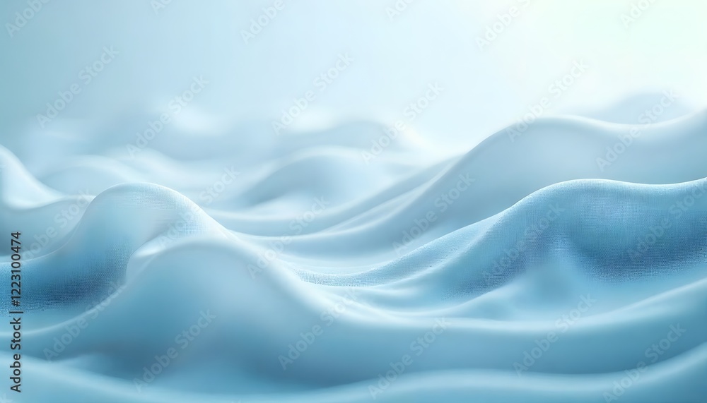 Obraz premium Abstract blue fabric waves flowing like water in a smooth light background