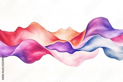 Abstract waves of vibrant colors flowing harmoniously across a white background, evoking emotion