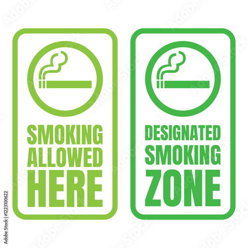 Designated smoking area sign poster, Smoking area here icon, Permitted smoking zone illustration