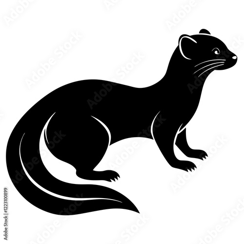 Cute Silhouette of a Weasel line art vector cartoon illustration