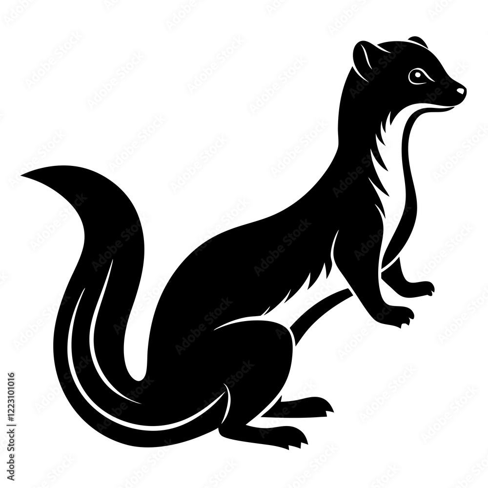 Cute Silhouette of a Weasel line art vector cartoon illustration Cute Silhouette of a Weasel line art vector cartoon illustration