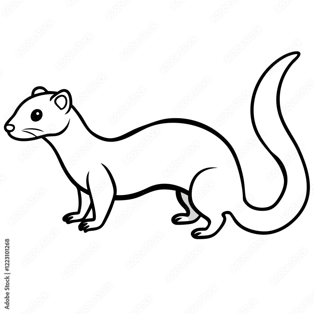 Fototapeta premium Cute Silhouette of a Weasel line art vector cartoon illustration
