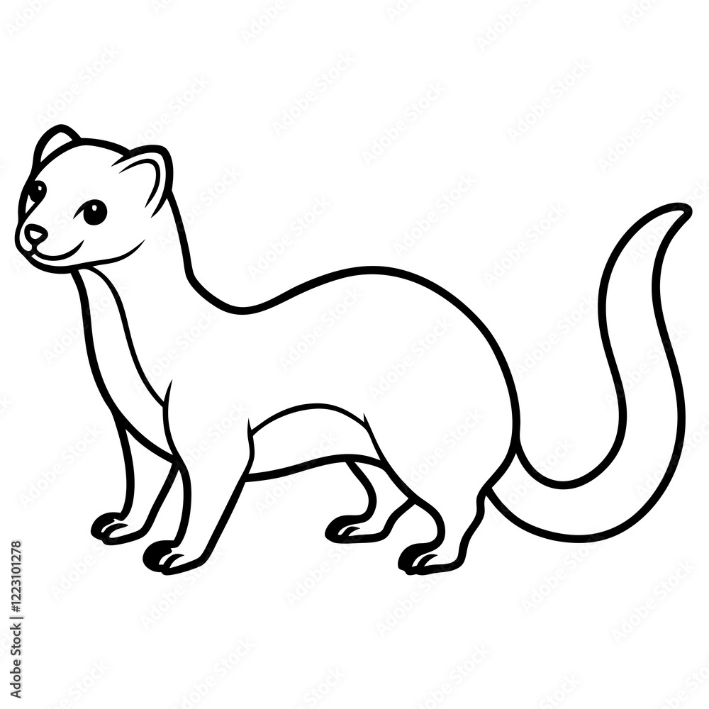 Cute Silhouette of a Weasel line art vector cartoon illustration Cute Silhouette of a Weasel line art vector cartoon illustration