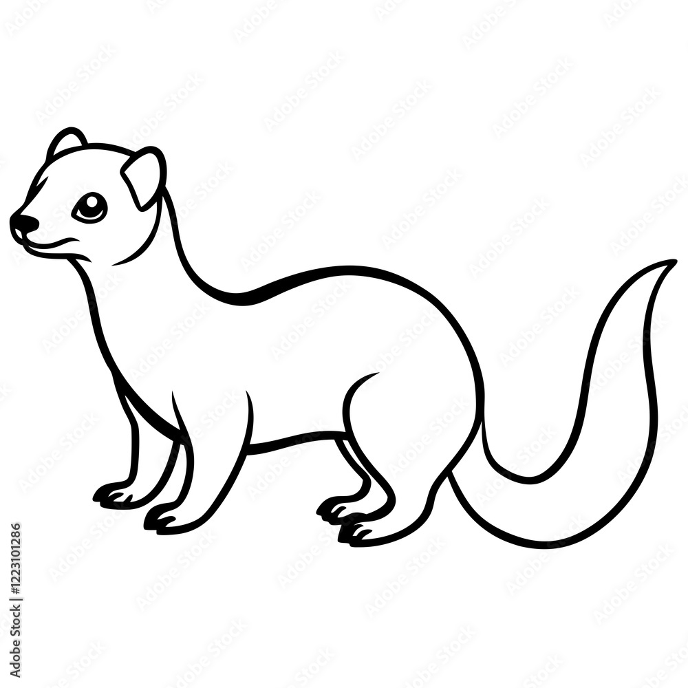 Cute Silhouette of a Weasel line art vector cartoon illustration Cute Silhouette of a Weasel line art vector cartoon illustration
