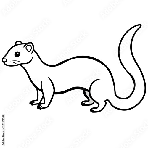 Cute Silhouette of a Weasel line art vector cartoon illustration