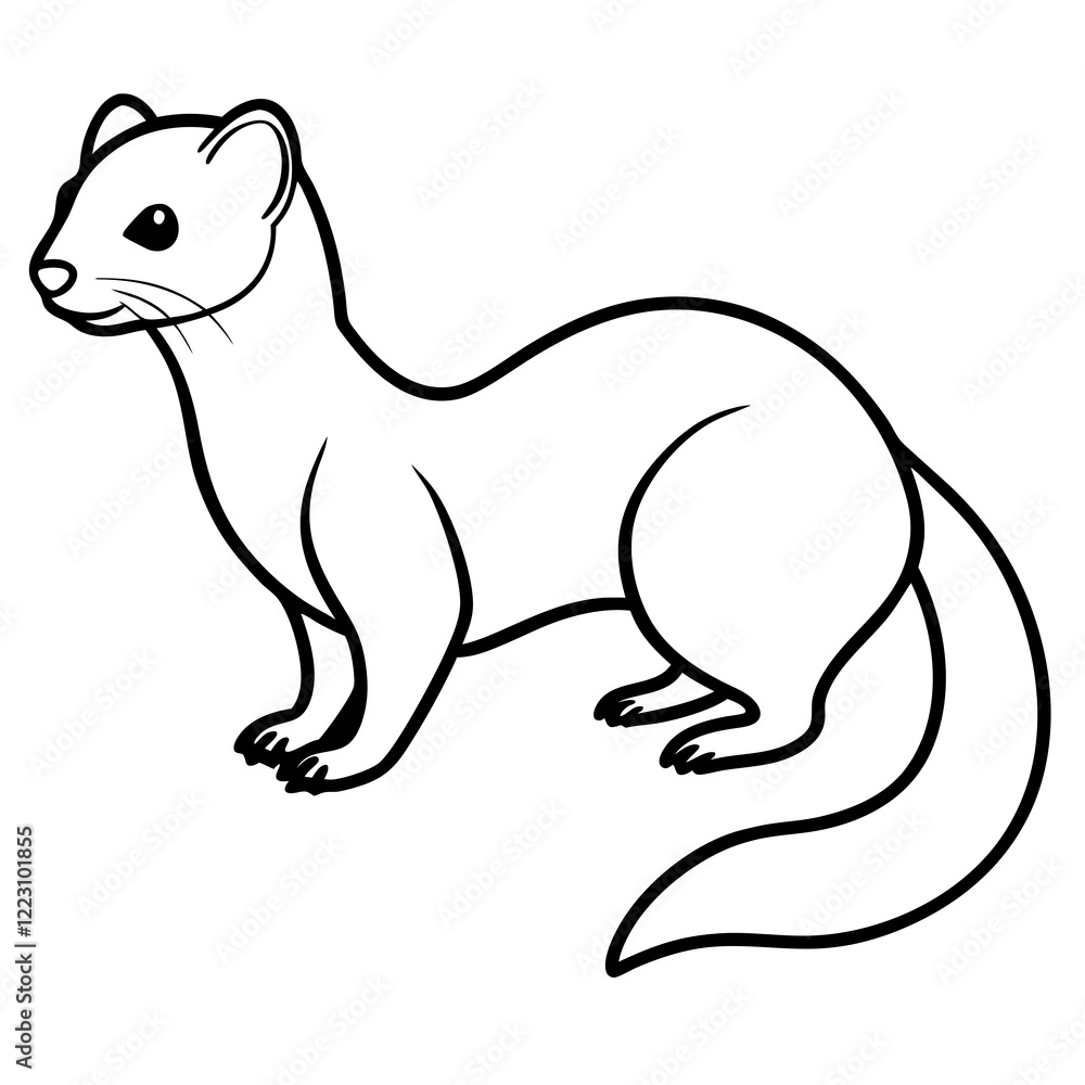 Cute Silhouette of a Weasel line art vector cartoon illustration Cute Silhouette of a Weasel line art vector cartoon illustration