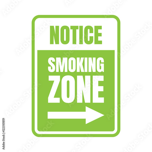 Designated smoking area sign poster, Smoking area here icon, Permitted smoking zone illustration