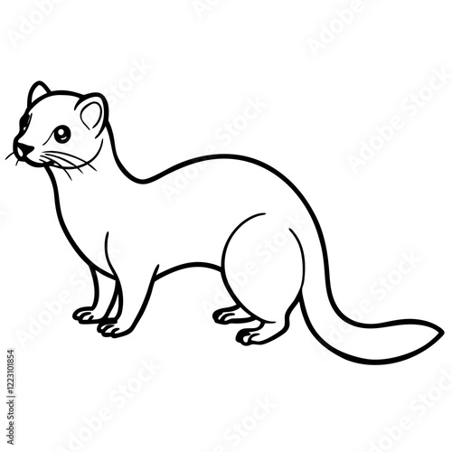 Cute Silhouette of a Weasel line art vector cartoon illustration