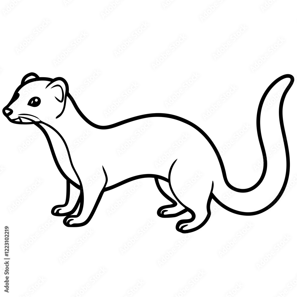 Cute Silhouette of a Weasel line art vector cartoon illustration Cute Silhouette of a Weasel line art vector cartoon illustration