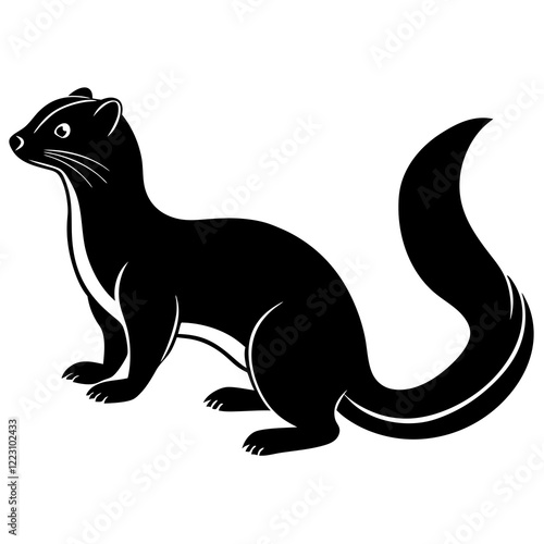 Cute Silhouette of a Weasel line art vector cartoon illustration