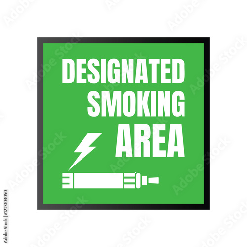 Permitted smoking room sign icon, Smoking area sign illustration, Designated smoking area symbol