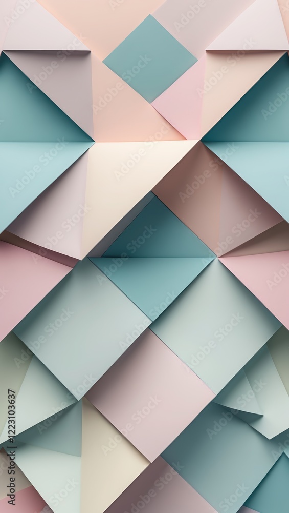 Obraz premium Pastel Geometric Shapes in Layered Pattern