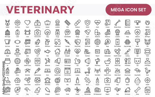 Veterinary Icon Set. A compassionate collection of icons designed for veterinary clinics and pet care services.