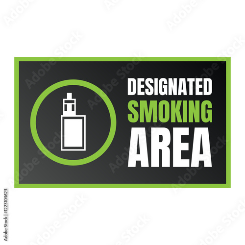 Permitted smoking room sign icon, Smoking area sign illustration, Designated smoking area symbol