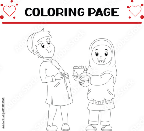 mother is giving cake father coloring page for kids