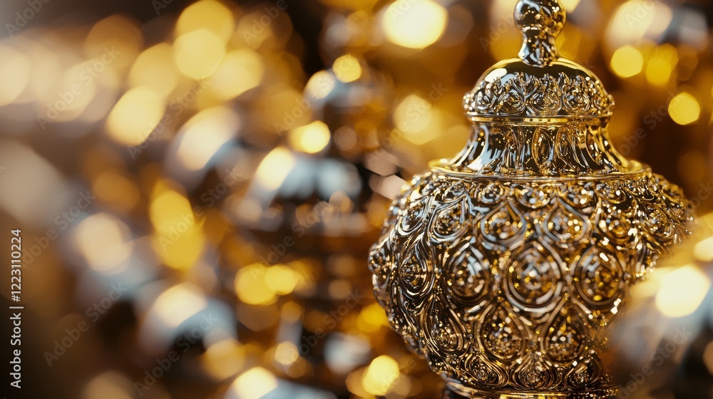 Fototapeta premium Vintage ornate perfume bottle with golden embellishments