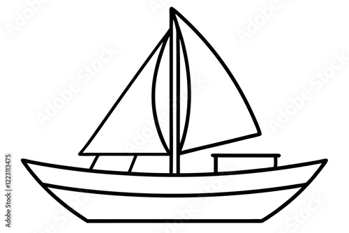 Nautical Line Art Sailboat Illustration