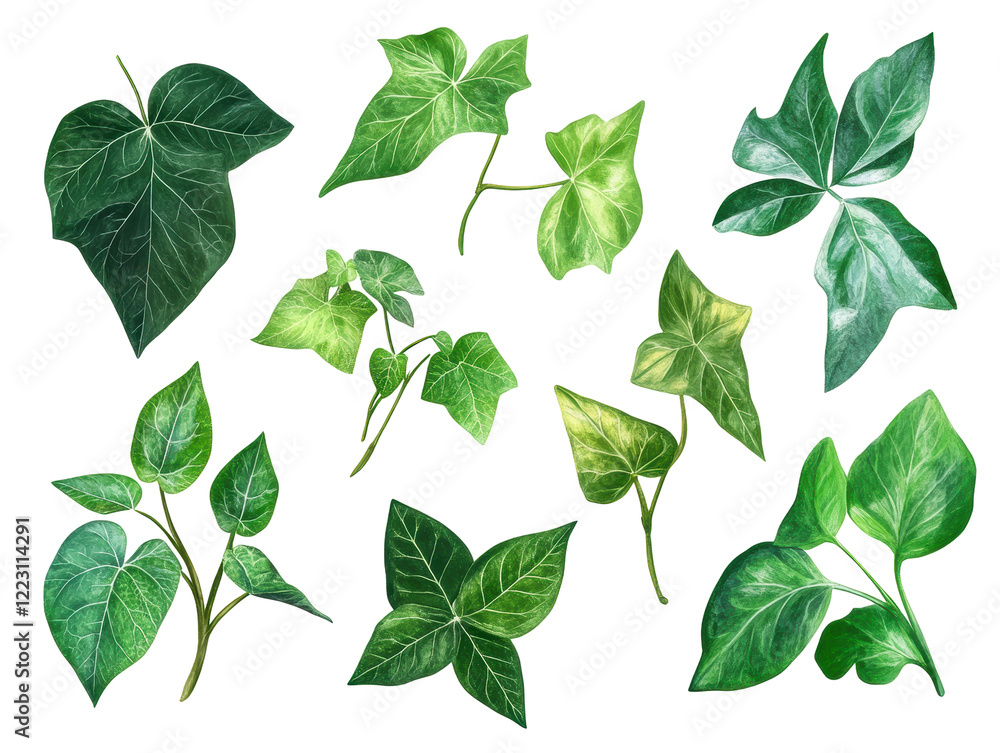 Isolated Collection of Ivy Leaves Isolated Collection of Ivy Leaves