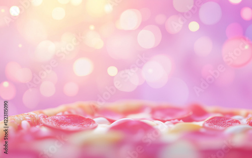 Wallpaper Mural Close-up of a pepperoni pizza slice with a dreamy pink bokeh background Torontodigital.ca