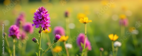 Purple prairie verbena in a field with other wildflowers, flowers, verbena photo