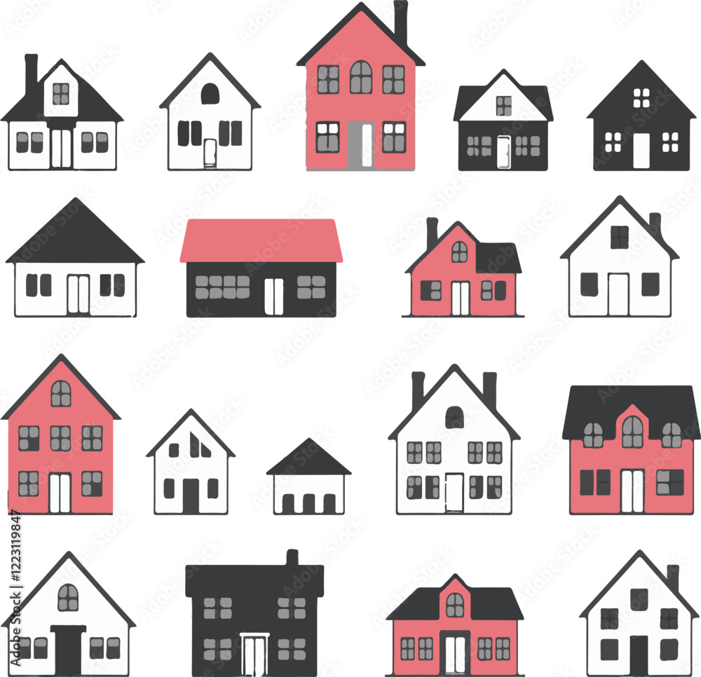 houses icons set houses icons set
