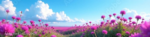 Purple prairie verbena in full bloom against a blue sky  verbena  clouds  landscape