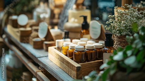 Artisan market stall with handmade soaps and candles