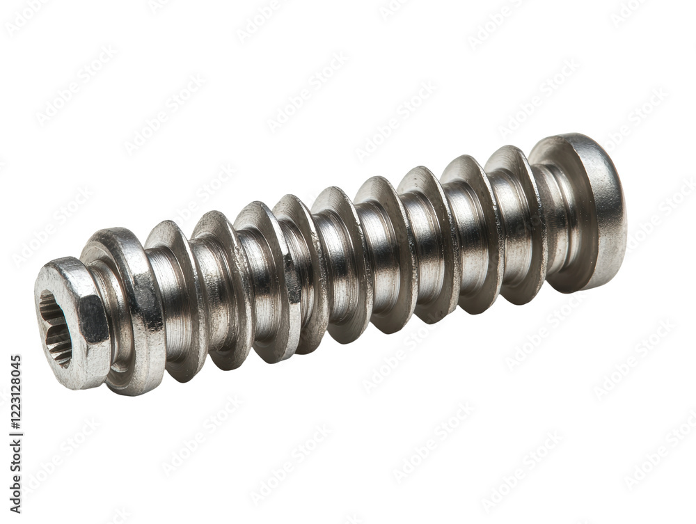 Isolated ribbed metal threaded screw Isolated ribbed metal threaded screw