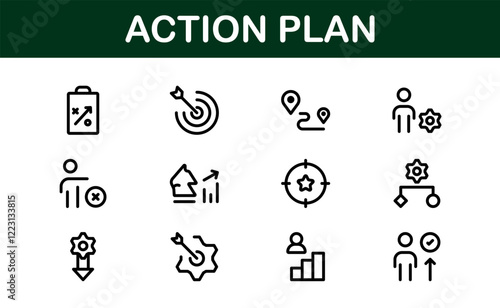 Action Plan Icon Set. Clean, Professional Graphics for Workflow, Business Strategy, and Productivity Tools