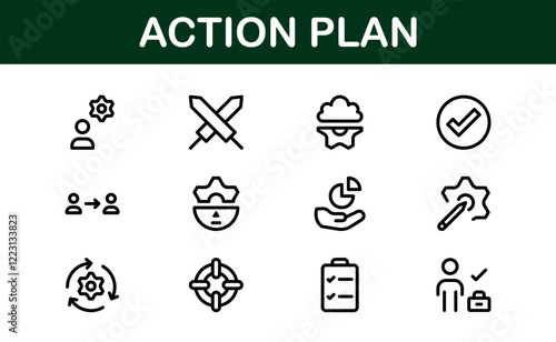 Action Plan Icon Set. Clean, Professional Graphics for Workflow, Business Strategy, and Productivity Tools