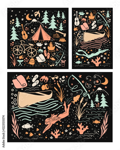 Outdoors Adventure Stories Banners Set