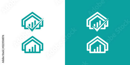 House Logo Vector Bar Chart Marketing Finance Chart. Statistics, Home Investment, Real Estate Property.
