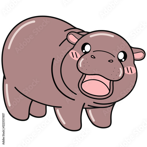 Moo Deng hippopotamus cartoon 