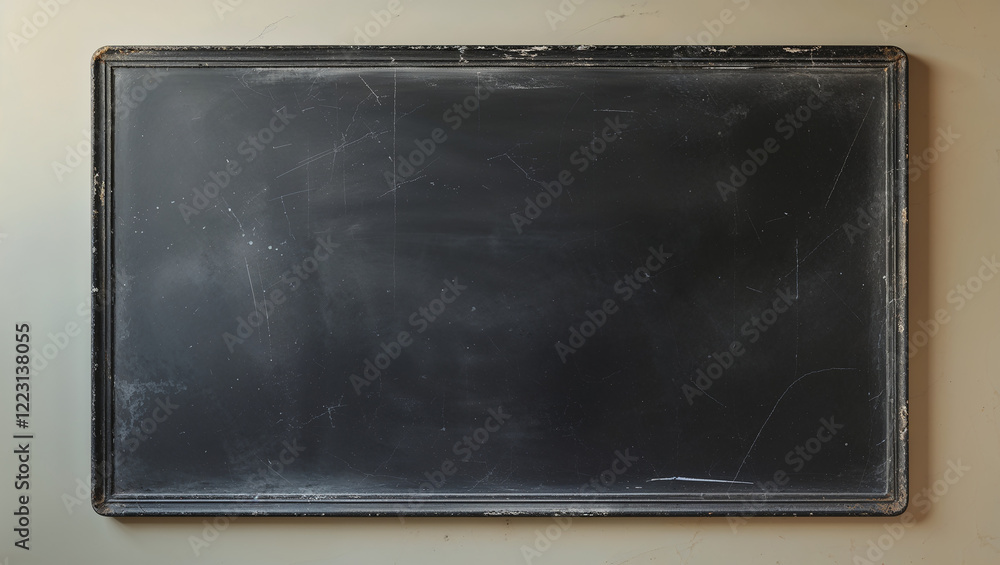 Fototapeta premium Empty blackboard with chalk dust showing signs of wear and tear