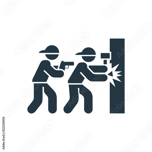 Armed Robbery Attack Scene Icon