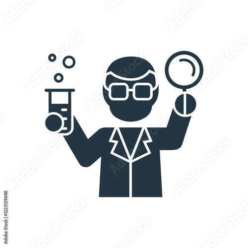 Researcher With Test Tube Icon