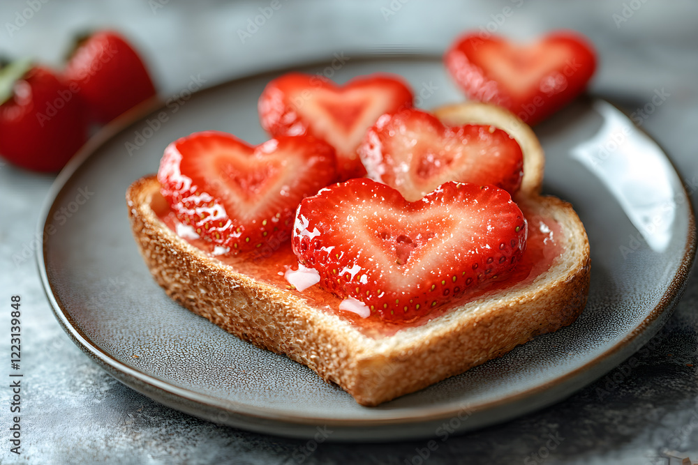Strawberry Heart Toast. Valentine's day concept. Strawberry Heart Toast. Valentine's day concept.